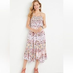 Maurice’s Pink Floral Smocked Halter Midi Dress Size Small